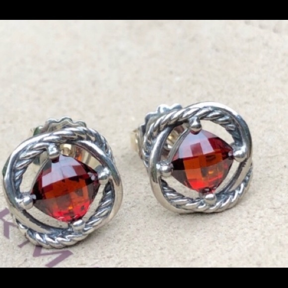 David Yurman Jewelry - Gorgeous garnet David Yurman infinity earrings